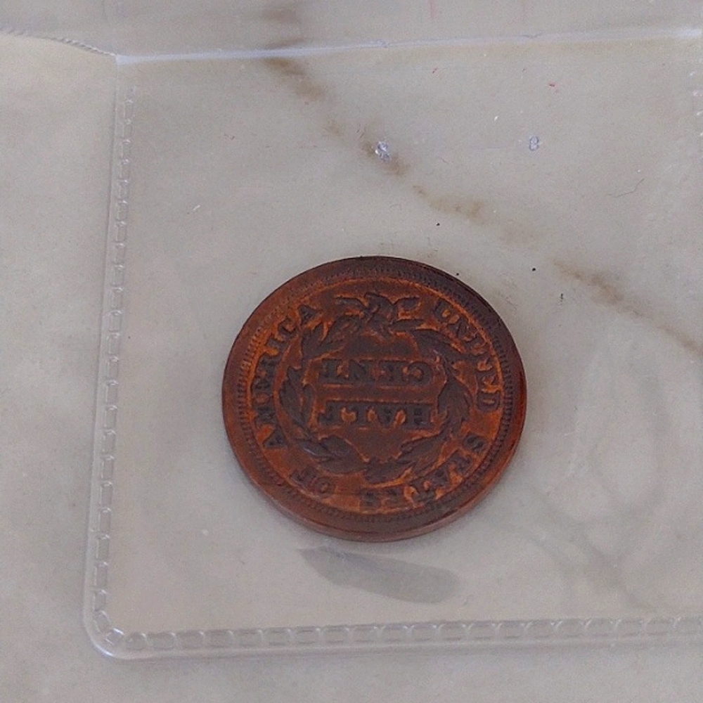 1849 AU Half Cent US Coin - Picture 3 of 6